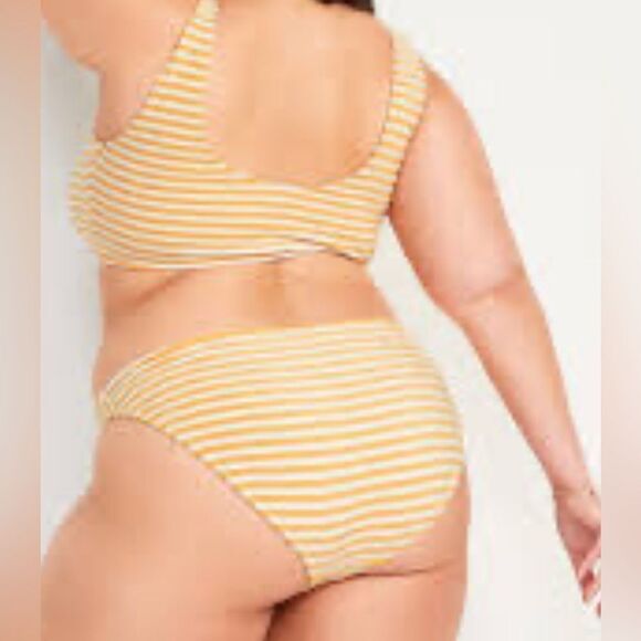 NWT Old Navy Plus Size Orange Striped Terry Classic Low Rise Bikini Bottom - 4XL - Picture 2 of 9